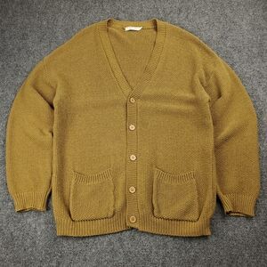 Tweeds Cardigan Sweater Size Large Chunky Knit Button Up Vintage Academia